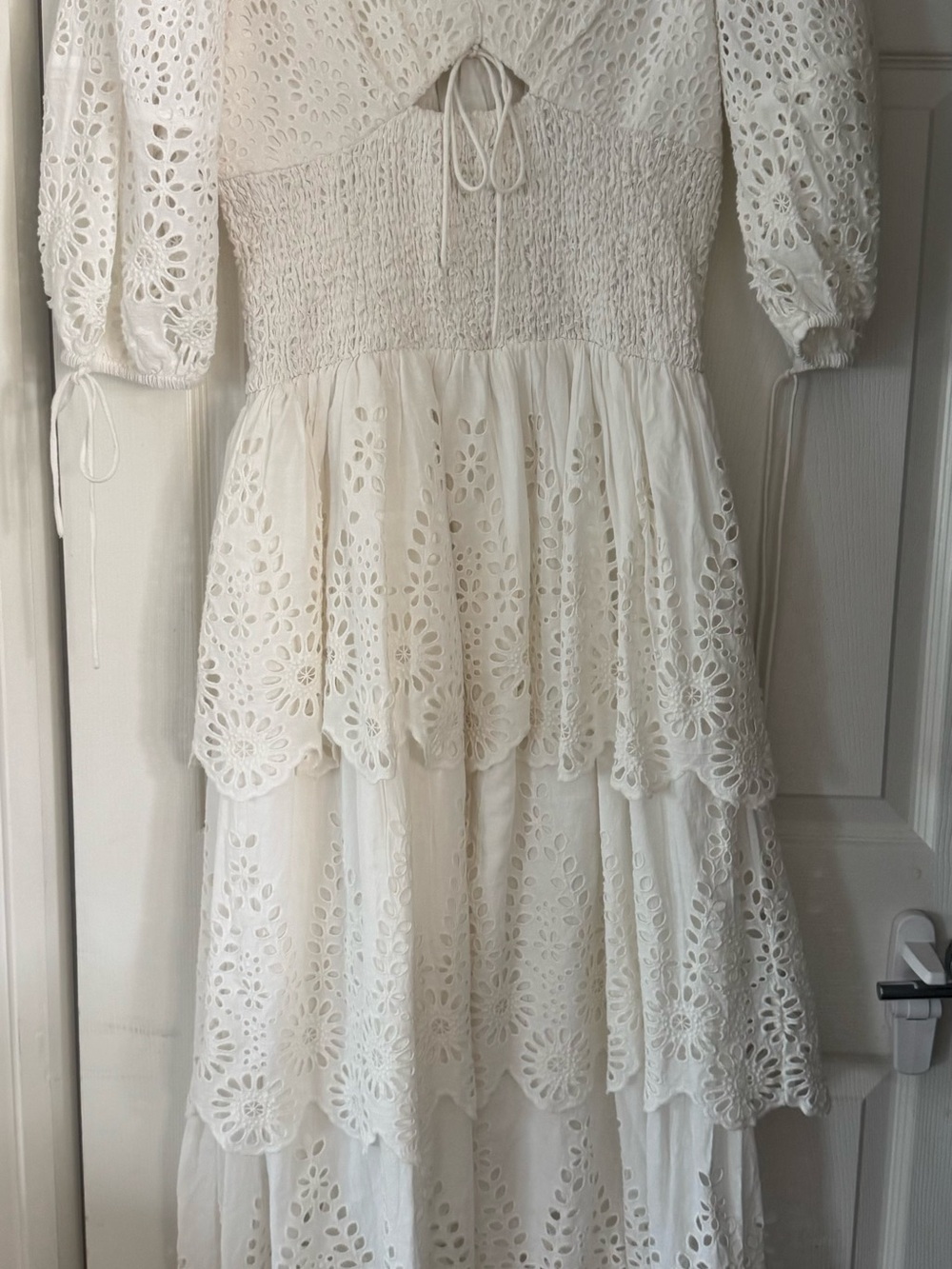 White Eyelet Tiered Midi Dress - Brand